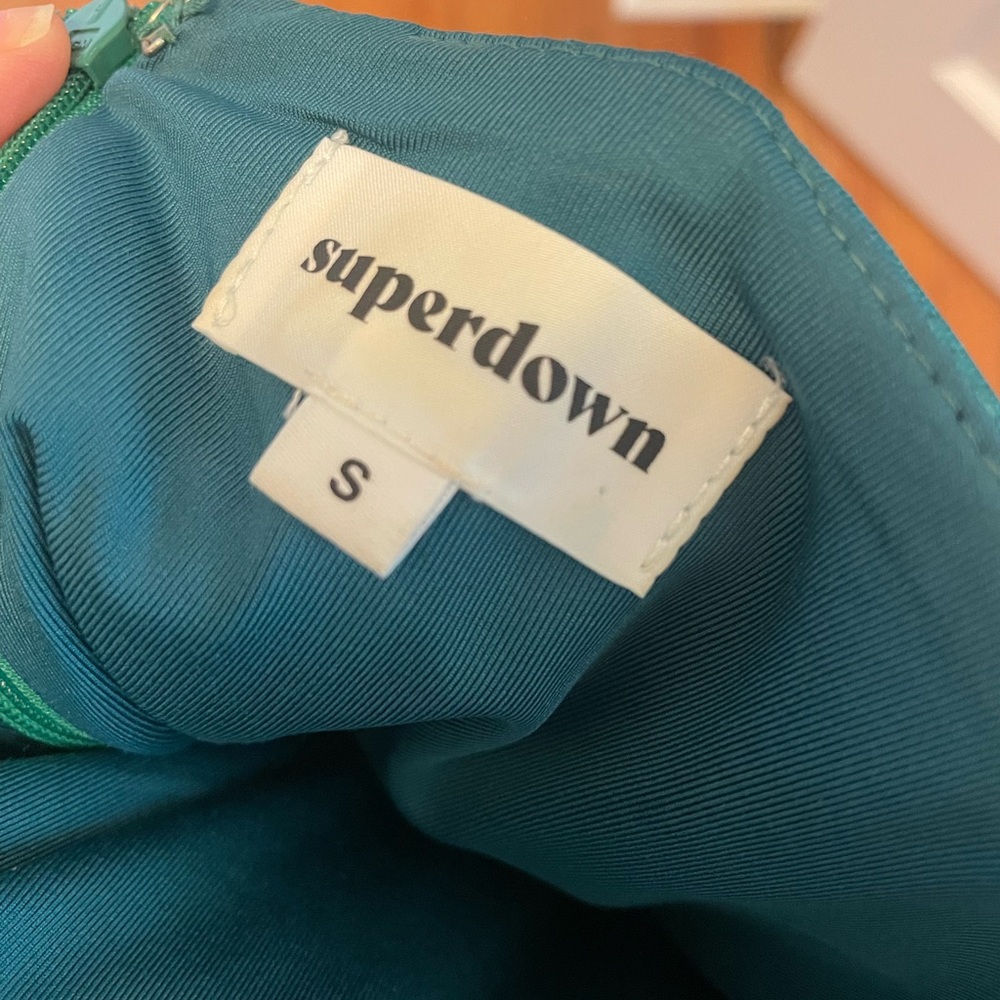 superdown Teal Satin Mini Dress - Picture 6 of 7
